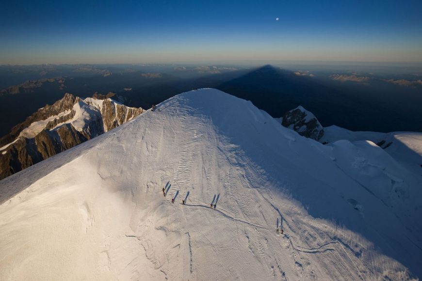 Roped party climbing Mont Blanc, Haute Savoie